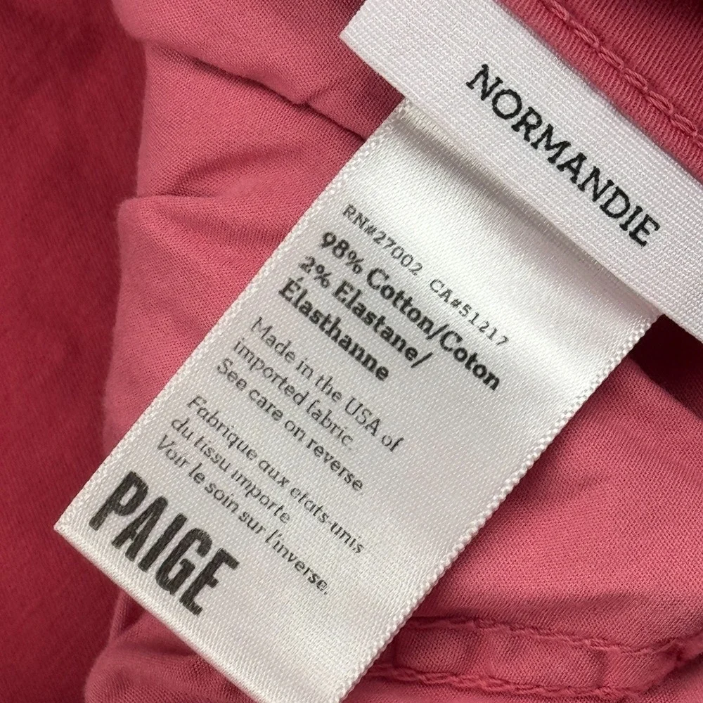 Paige Pants Mens 33 Pink Normandie Straight Leg Chino Stretch Made in USA Casual